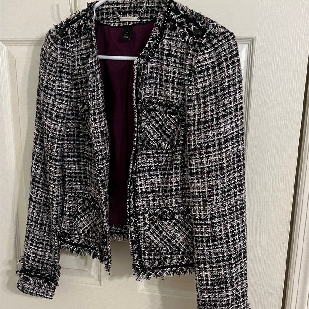 Chic Black and White Tweed Jacket